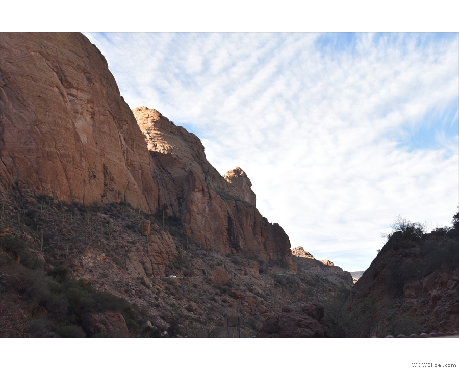 ... Apache Trail as it descends the far (western) side of Fish Creek Canyon.