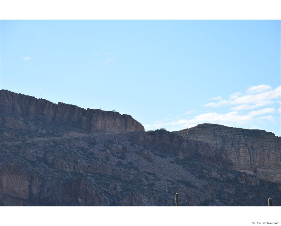 ... a small niche at the top of the mountain. Looking closely, it's where the Apache Trail...