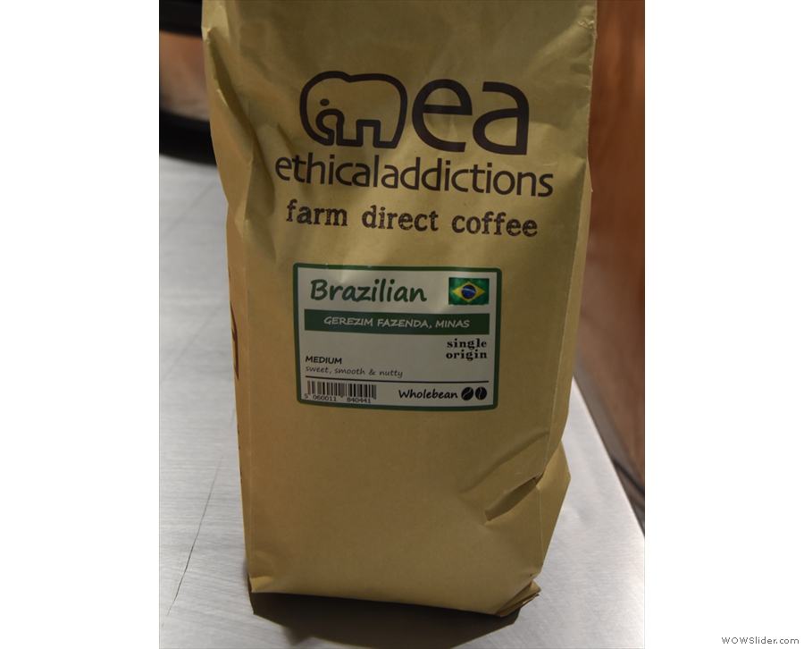 The main espresso is a single-origin Brazilian from Ethicaladdictions...