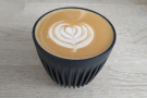 Talking of which, here's a decaf flat white that my barista made for me in my HuskeeCup.