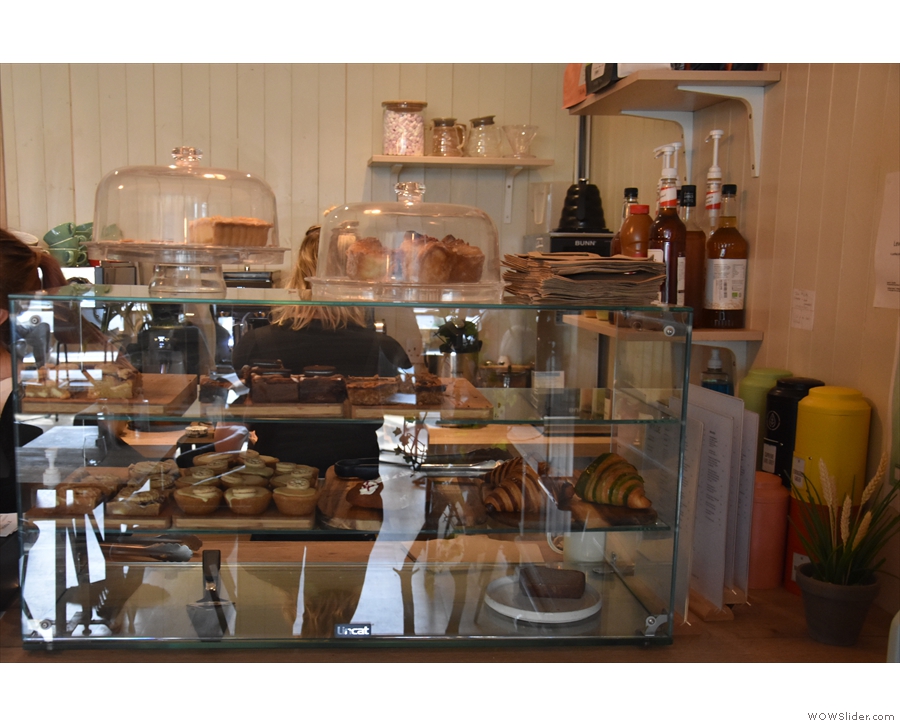 If you're hungry, a tempting array of cakes (and some savoury items) are on the counter...