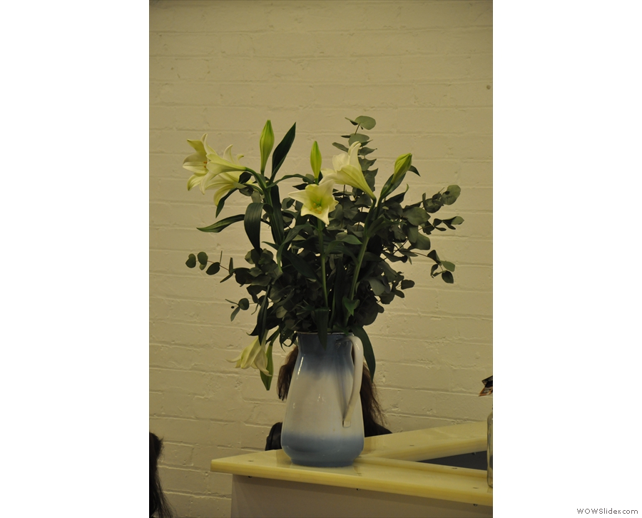 Prufrock is full of interesting little touches, such as this vase of flowers.