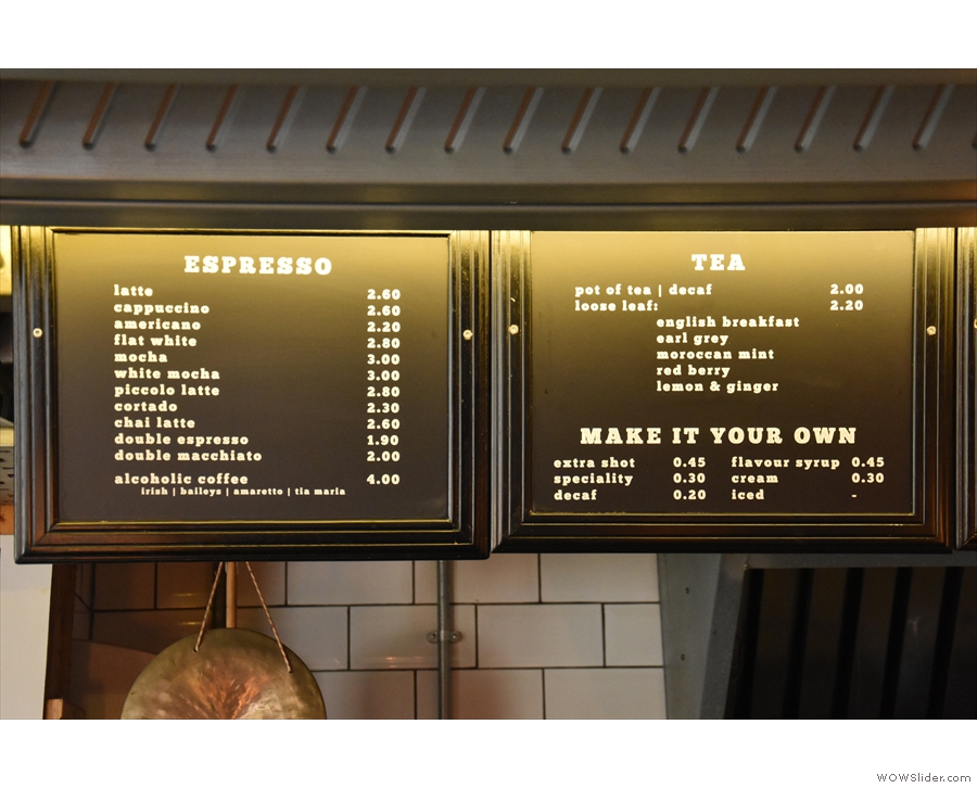 ... where you'll also find the coffee and tea menus.