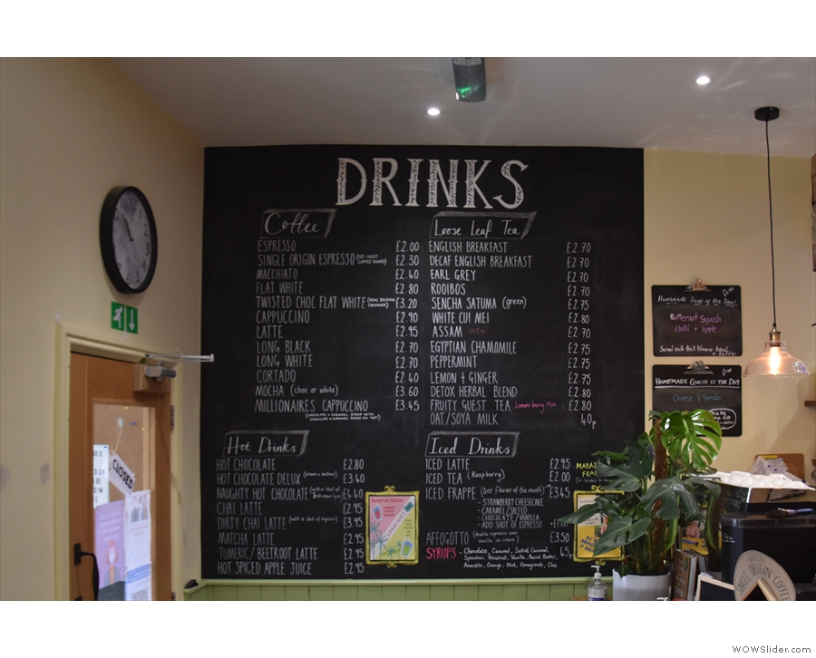 ... with the drinks menu handily placed on the wall to your left if you're ordering to go.