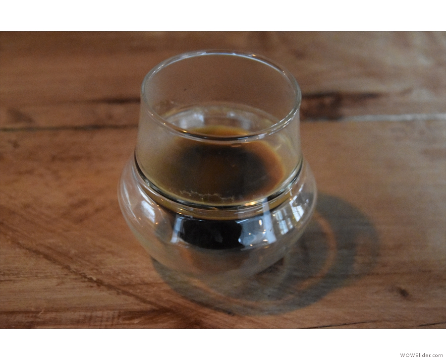 I'll leave you with an espresso, a shot of the Freak & Unique, also served in a glass.