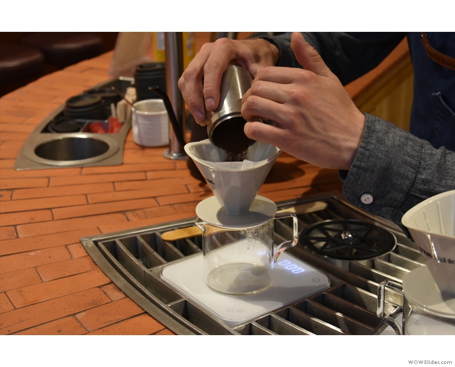... is to rinse the filter paper, then add the freshly-ground coffee. Since the drippers are...