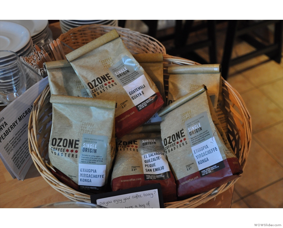 There is plenty of choice of single-origin beans from Ozone...