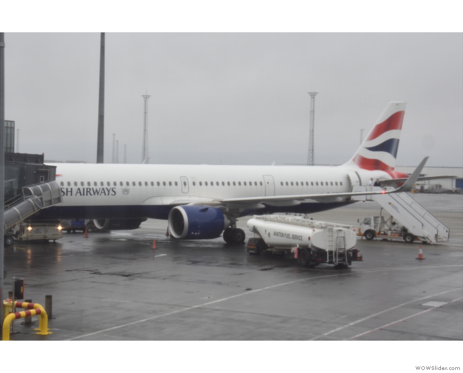 My British Airways A321neo which took me to Iceland, on the stand at Keflavik Airport.