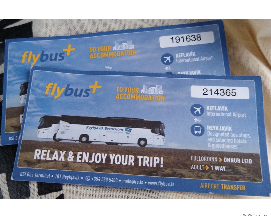 Our Flybus tickets, rather important for organising our return to the airport.