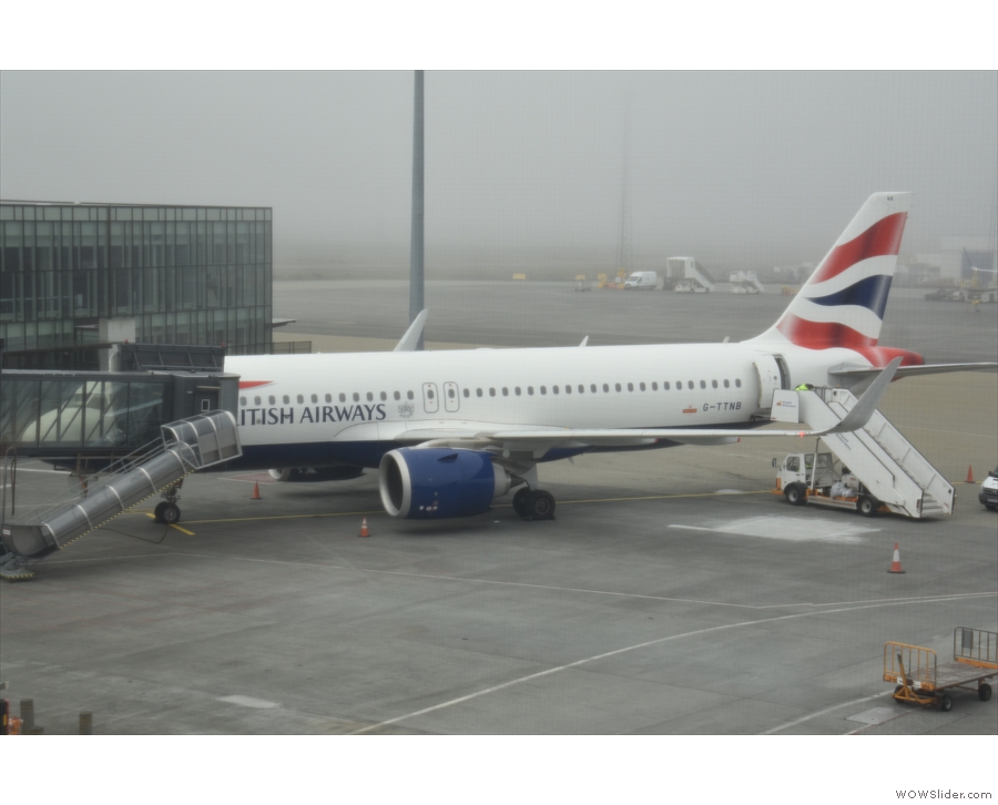 My Airbus A320, waiting to take me back to London Heathrow.
