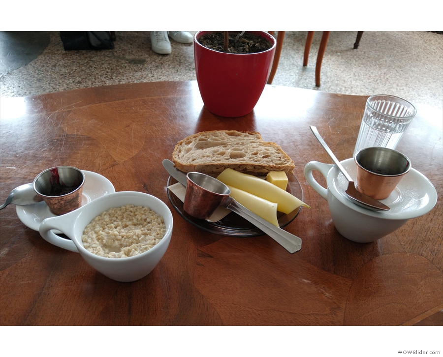 ... a few days later for lunch, planning to have soup, but had porridge (and toast) instead.
