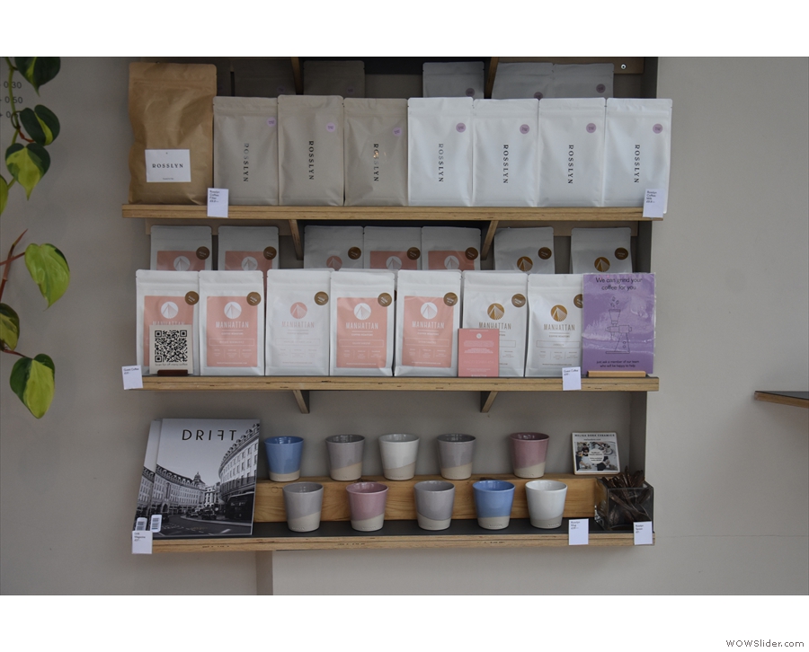 The lovely ceramic cups that Rosslyn uses are still on the bottom shelf...