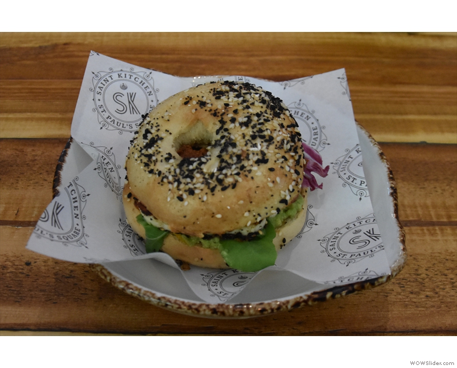 ... to your table when it's ready. This was my halloumi (and avocado) bagel...