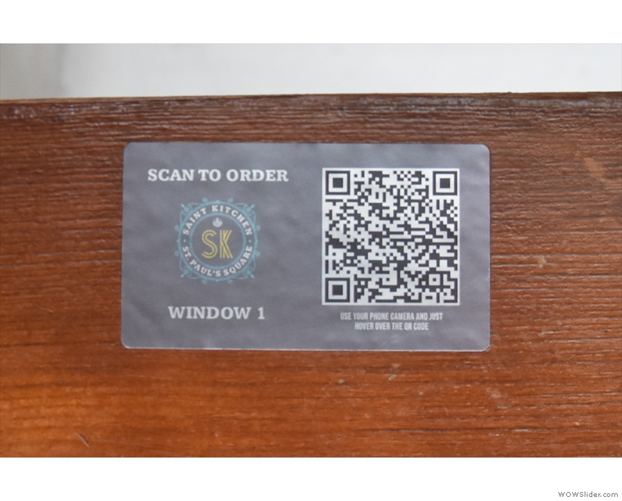 Another COVID-19 precaution: ordering is done online by scanning a QR Code.