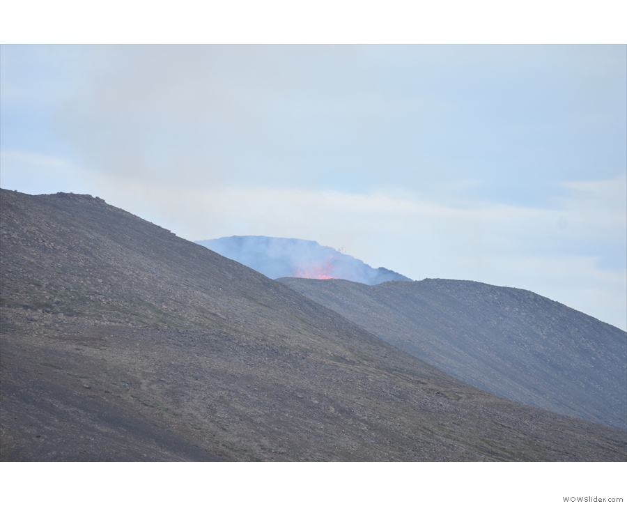 We still couldn't see the crater, but the lava was more prominent.