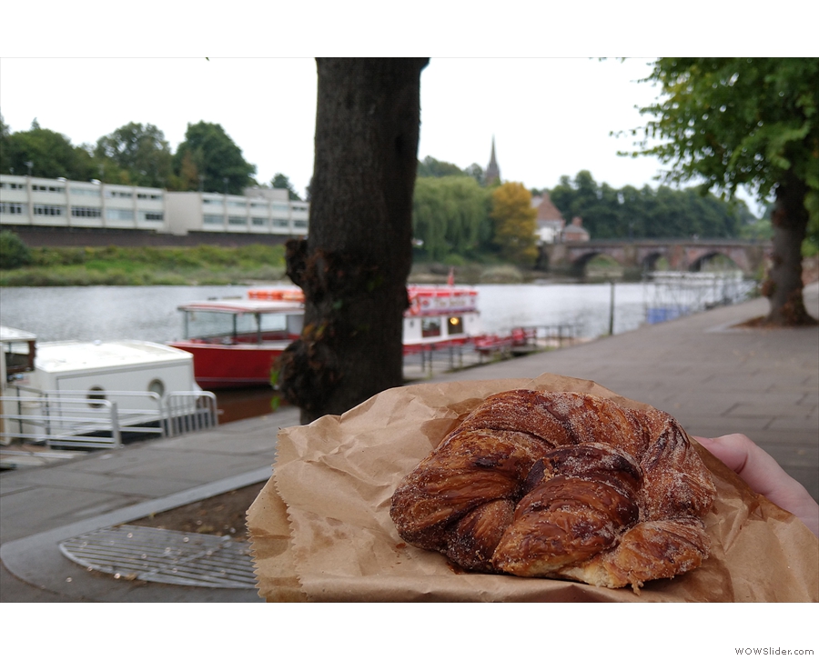 ... background, while this is an in-focus cinnamon twist with a blurry River Dee.