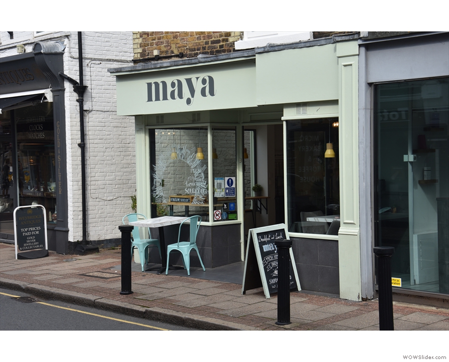Maya, an artisan micro-bakery and coffee house on Baker Street in Weybridge.