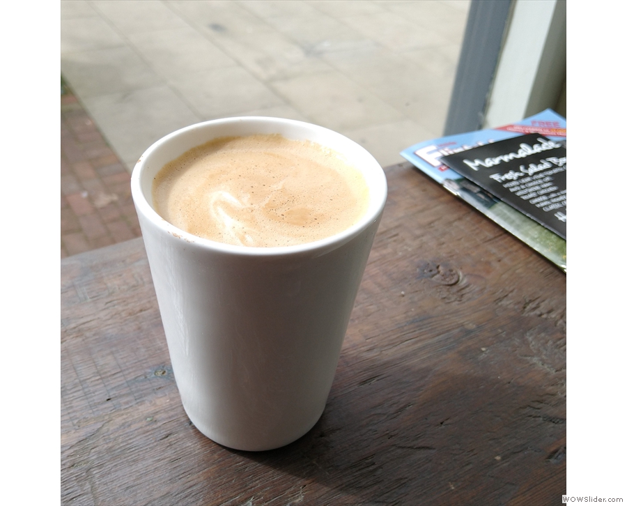 More coffee to go, this one from September last year, another flat white in my Therma Cup.