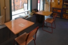 The first two tables, seen looking towards the door.