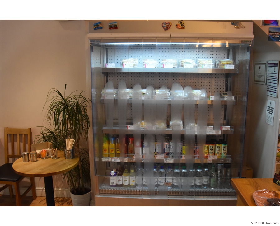 ... a chiller cabinet on the left for soft drinks and sandwiches to go...
