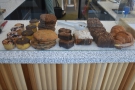 The cakes, meanwhile, are displayed at the front of the counter...