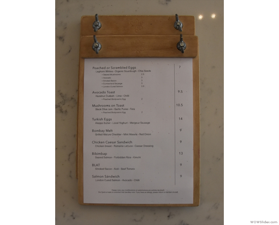 Saucer & Cup has a concise and innovative brunch menu...
