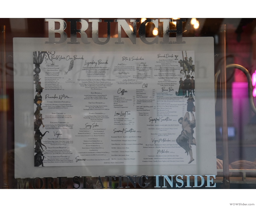Talking of the windows, these house the brunch menu...