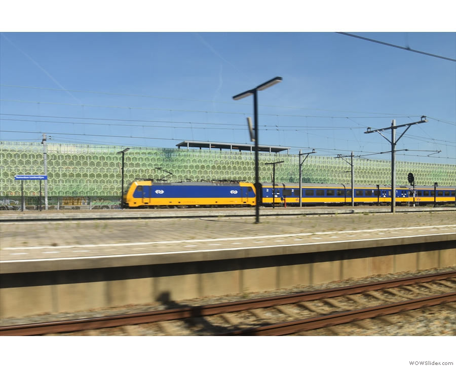 ... going through Rotterdam, where we raced (and beat) a conventional train.