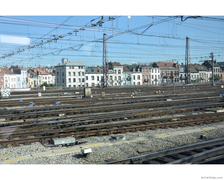 Leaving Brussels through the familiar tangle of tracks...