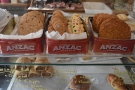The sweet part is on top, where the Anzac tins give away the bakery's Aussie roots...