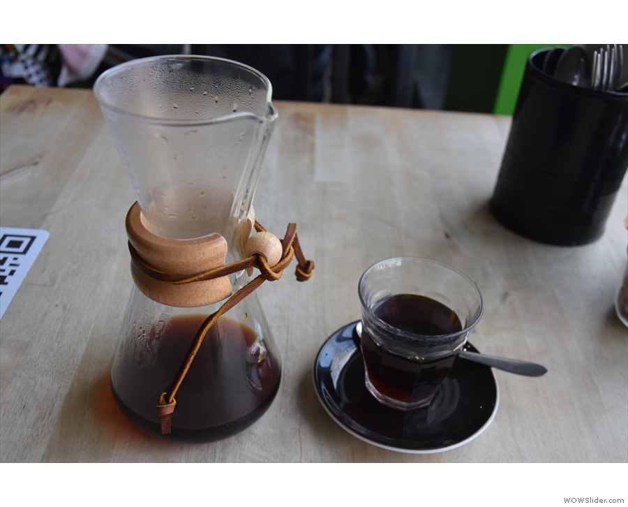 ... through the Chemex, served with a glass on the side, which is where I'll leave you.