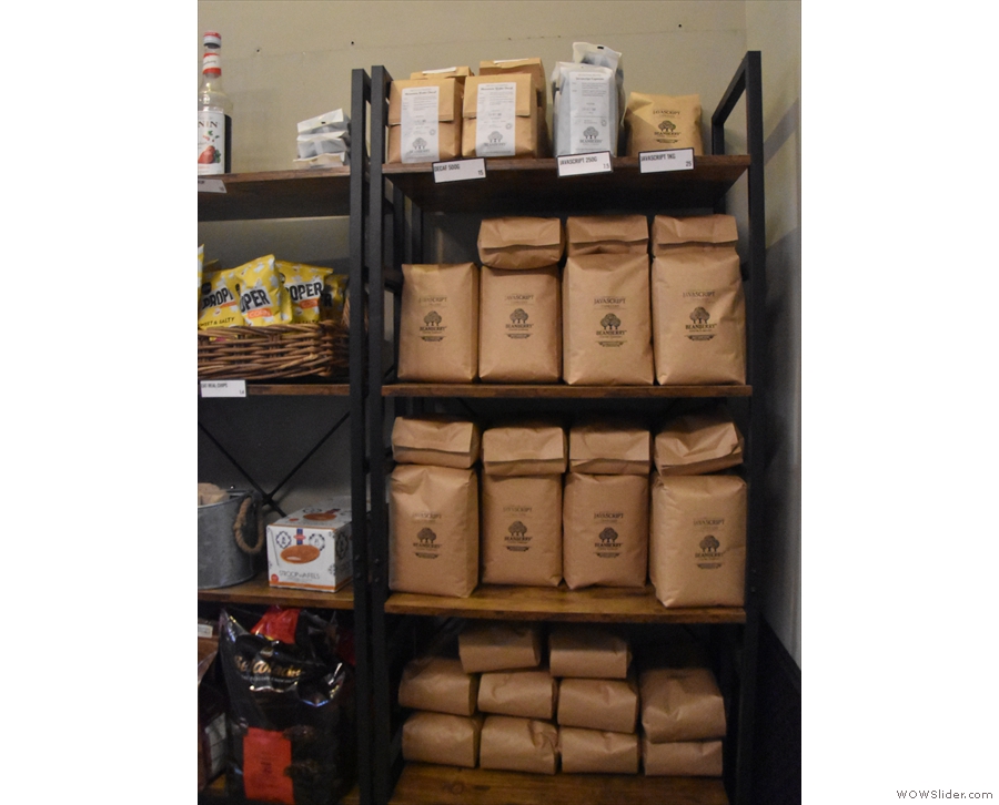 ... and bags of coffee and other goodies on the retail shelves. The coffee, by the way...