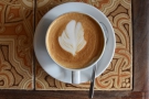 Check out the latte art, which lasted all the way to the...