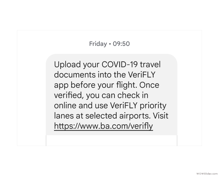 Then, with three days to go, British Airways started texting me.