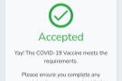Step 1, upload your COVID-19 vaccination certificate. Success!