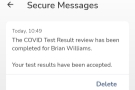 You get a message back in VeriFLY (plus an e-mail) once it has been reviewed.