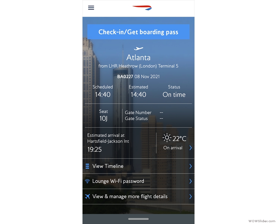 I decided to check in using the British Airways app.