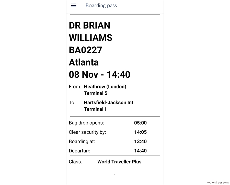 ... boarding pass. Okay, maybe not very exciting, but quite important.