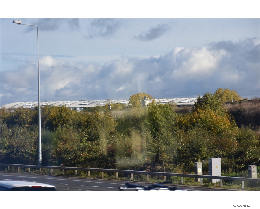 Looking across the other side of the motorway, there's a first glimpse of Terminal 5.