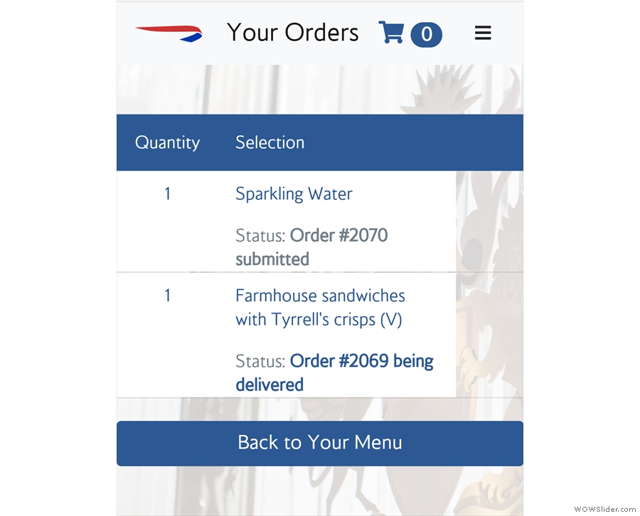 Back at my table, and the online ordering system lets you keep track of your order.
