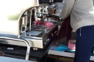 Here JOCO Cup admires Can Do Coffee's lever espresso machine.