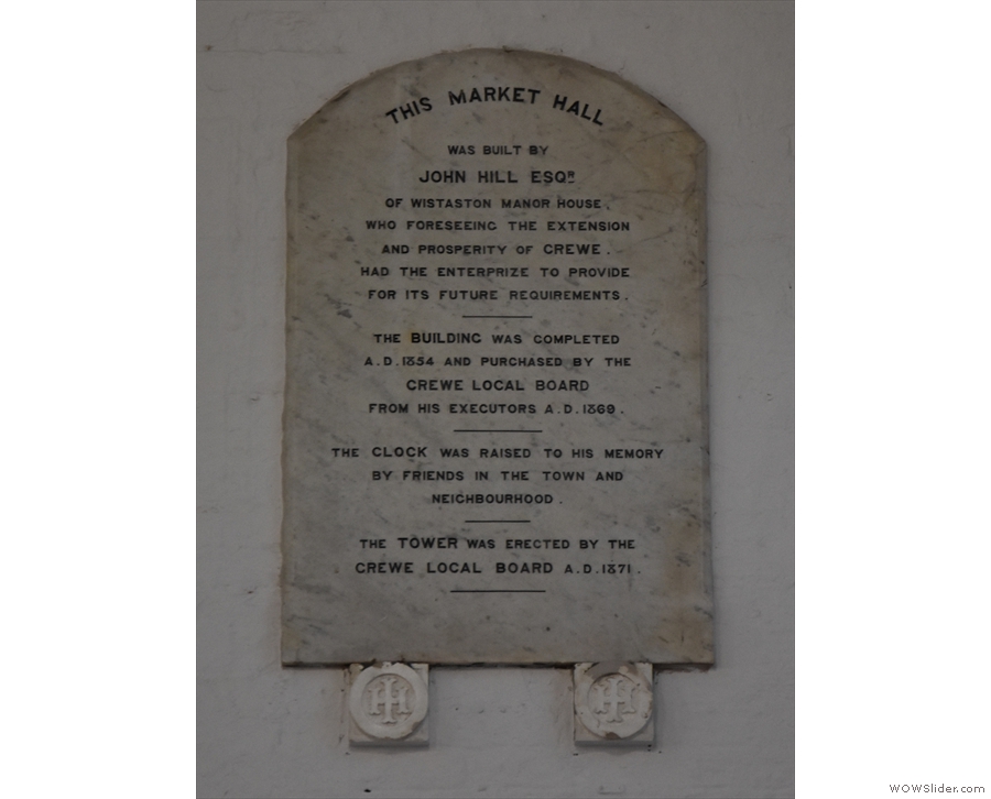Some information about the Market Hal, foundl on a plaque inside the door.