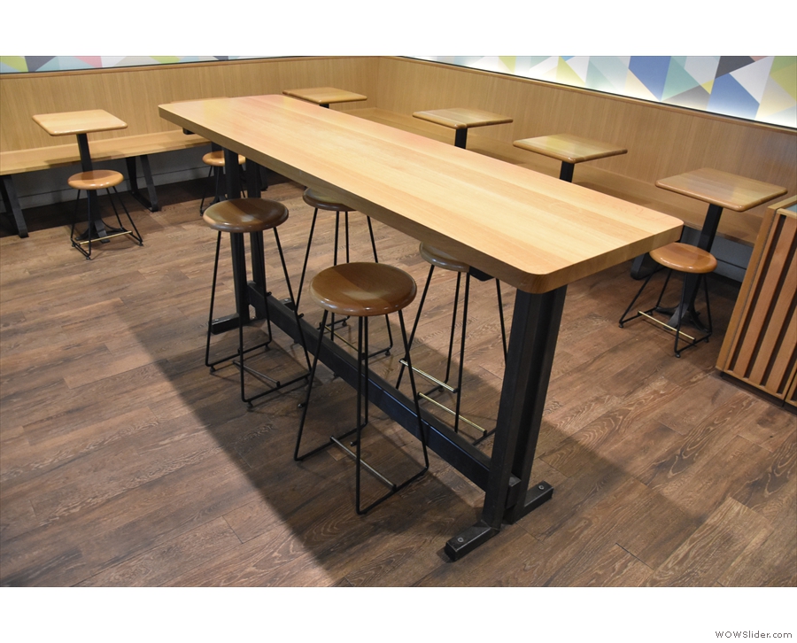 All the tables are bolted to the floor, by the way. Fortunately, you can move the stools!
