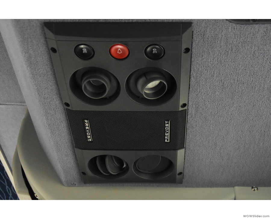 Each seat has the usual array of overhead controls: light and air flow.