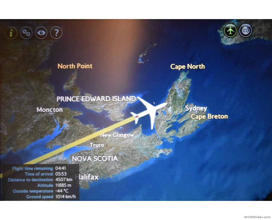 We briefly flew over Nova Scotia and Prince Edward Island...