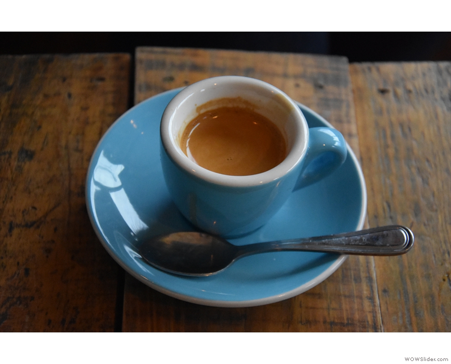 ... while I'll leave you with my espresso in a classic blue cup.