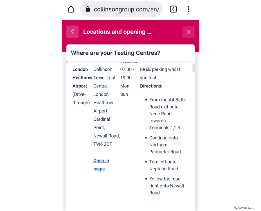 ... then scroll down the list of test centres until you find the one you want...
