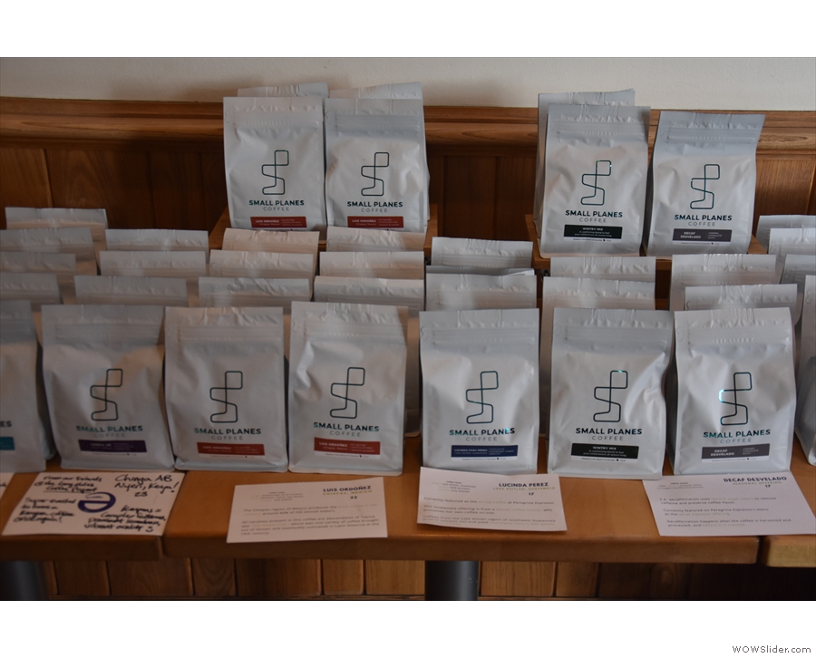 There's a selection of single-origins and blends for sale.