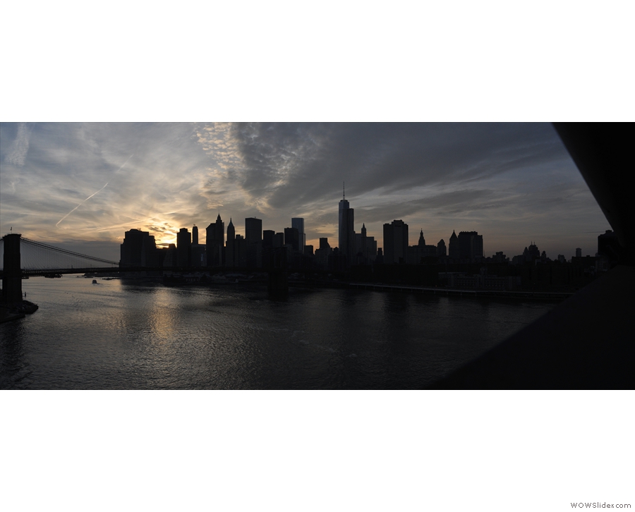 While it was still spring, I took a walk across Manhattan Bridge at dusk...