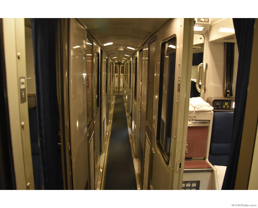 The corridor then runs down the middle of the train, with compartments either side.